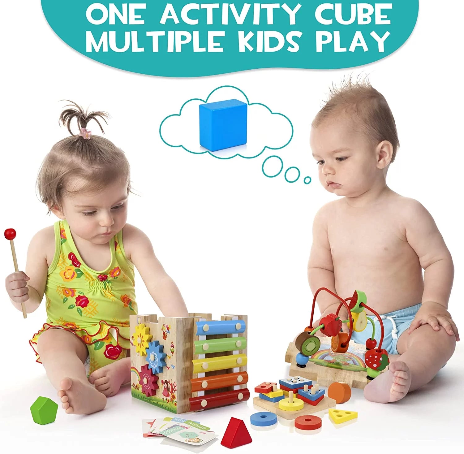 8-in-1 Wooden Activity Cube: Montessori Busy Toy for Kids 12+ Months – Perfect Learning Gift Set!ddlers