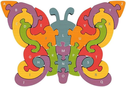 Butterfly A to Z Puzzle - Educational Wooden Alphabet Puzzle - Kids 2 and Up