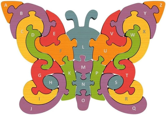 Butterfly A to Z Puzzle - Educational Wooden Alphabet Puzzle - Kids 2 and Up