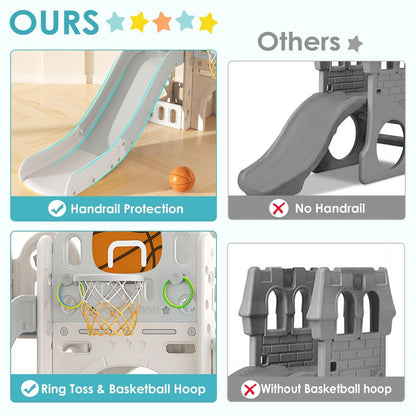 9 in 1 Toddler Playset with Slide, Ring Toss, Basketball Hoop and Telescope 