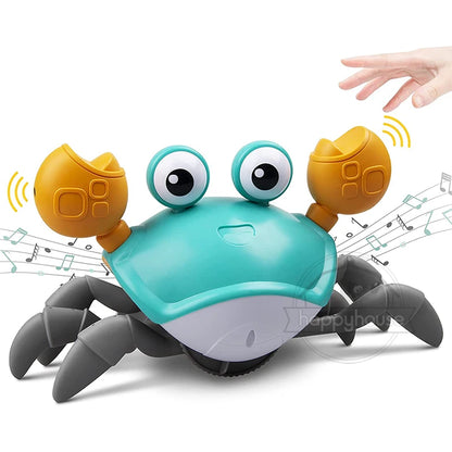 Crawling Crab Baby Toys with Music LED Light up Musical Toys for Toddler, Automatically Avoid Obstacles, Interactive Toys for Kids