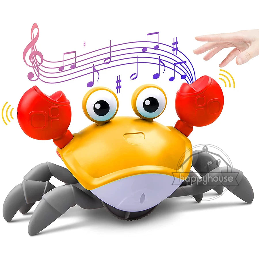 Crawling Crab Baby Toys with Music LED Light up Musical Toys for Toddler, Automatically Avoid Obstacles, Interactive Toys for Kids