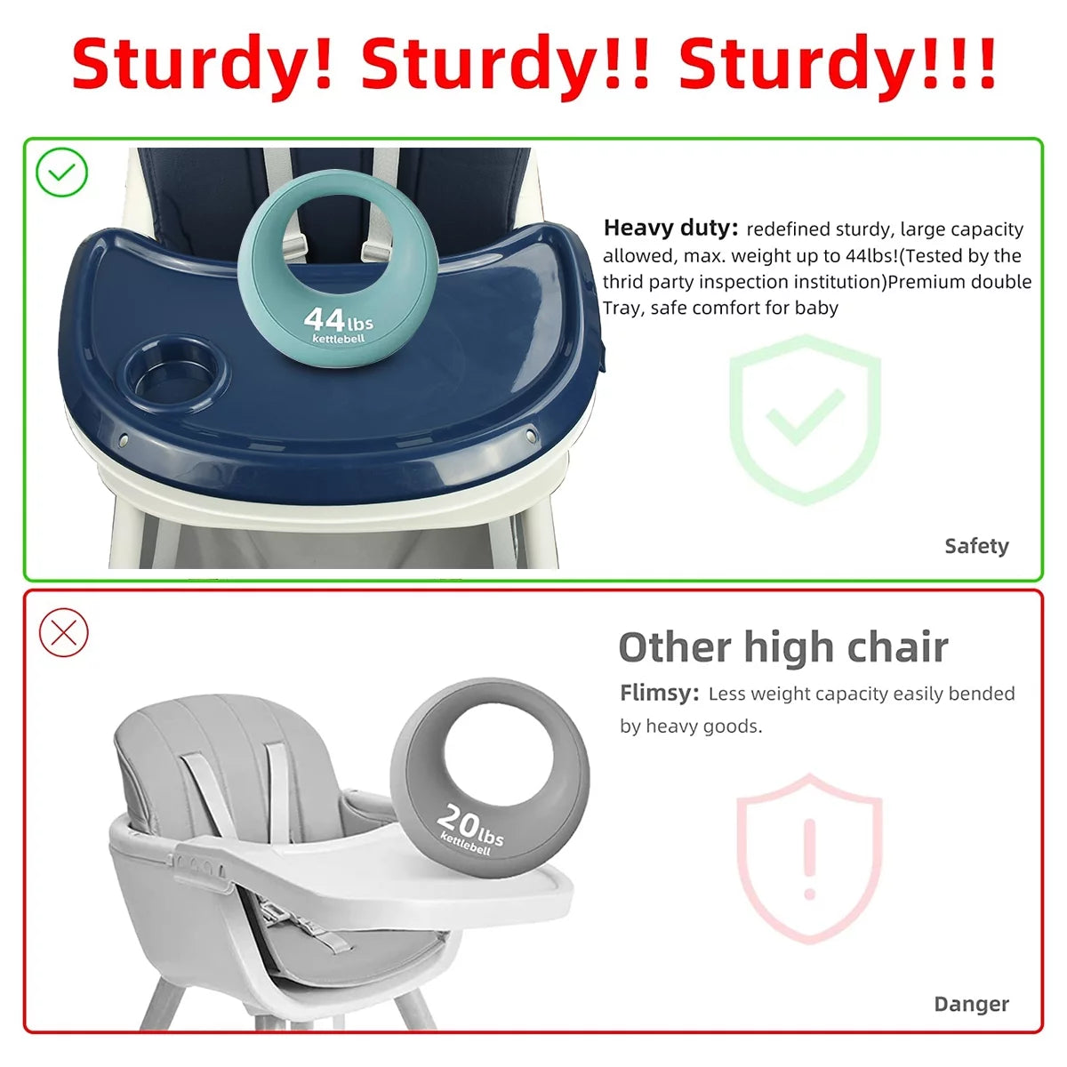 4-In-1 Baby Highchair Adjustable Kid Dining Chairs Eat & Grow Convertible Chair with Five-Point Snap Button, Double-Layer Dinner Plate, Blue