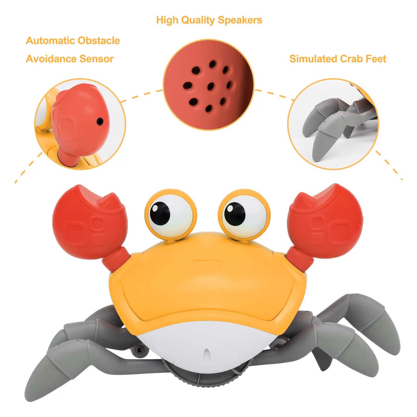 Crawling Crab Toy for Baby Tummy Time with Music, Cute Walking Crab Babies Sensory Toy