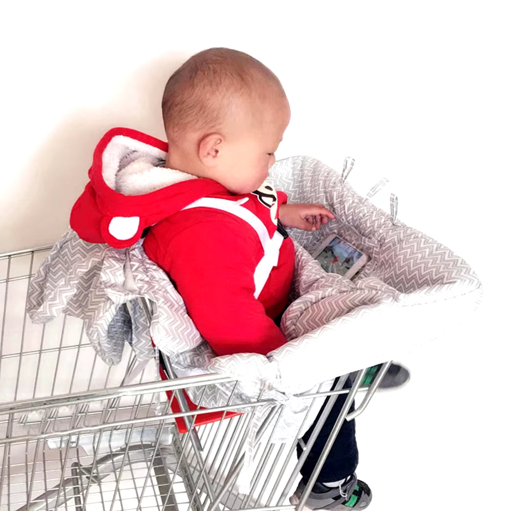 Multifunctional 2-in-1 Baby Shopping Cart & Highchair Cover with Soft Cushion and Transparent Phone Holder