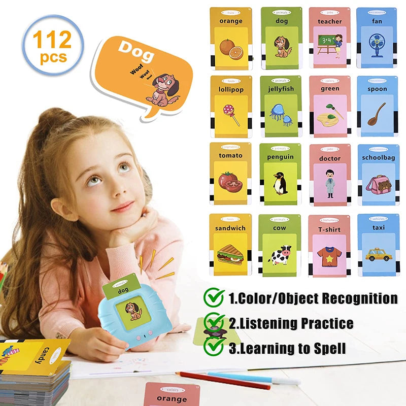 Educational Toys: Sight Words Games, Talking Flash Cards, Electronic Learning Book for Kids, Interactive Activity Gift.