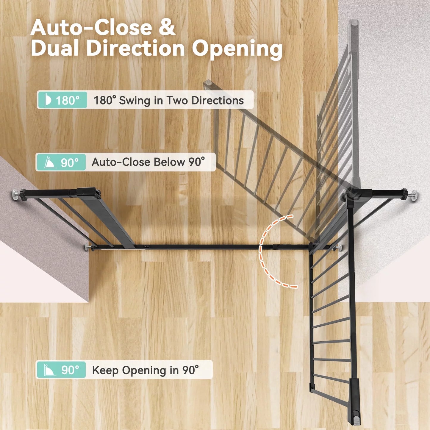 Baby Safety Gate: Adjustable 29.5''-40.5'' Wide Pressure-Mounted Gate for Top of Stairs & Doorways – Sleek Black Design!