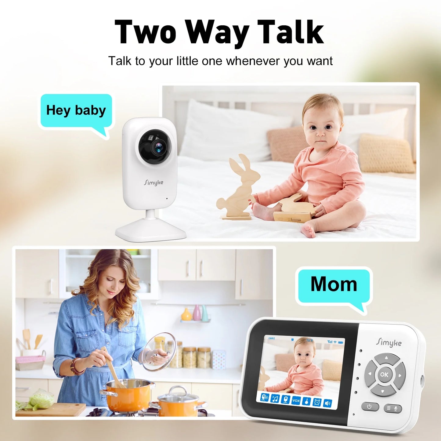 Video Baby Monitor,Wifi Baby Camera,2.8" LCD Display and App Control,1200Ft Long Range,2 Way Talk,Auto Night Vision,Sound Alert,Vox,Temperature Sensor 5 Lullabies Feeding Remind