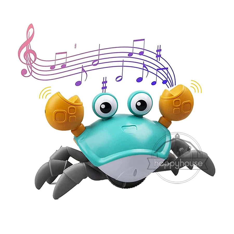 Crawling Crab Baby Toys with Music LED Light up Musical Toys for Toddler, Automatically Avoid Obstacles, Interactive Toys for Kids