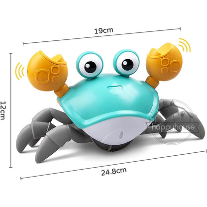 Crawling Crab Baby Toys with Music LED Light up Musical Toys for Toddler, Automatically Avoid Obstacles, Interactive Toys for Kids