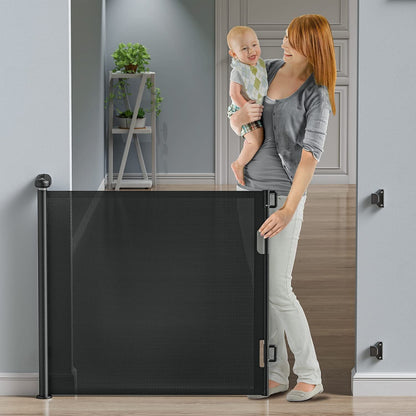 Retractable Baby Gate: Extra Wide 59” x 33” for Stairs, Doorways & Hallways – Perfect for Kids & Pets!"