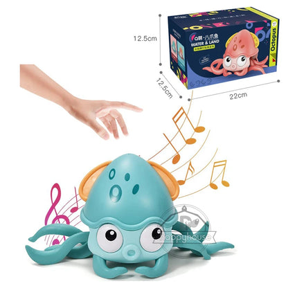 Crawling Crab Baby Toys with Music LED Light up Musical Toys for Toddler, Automatically Avoid Obstacles, Interactive Toys for Kids