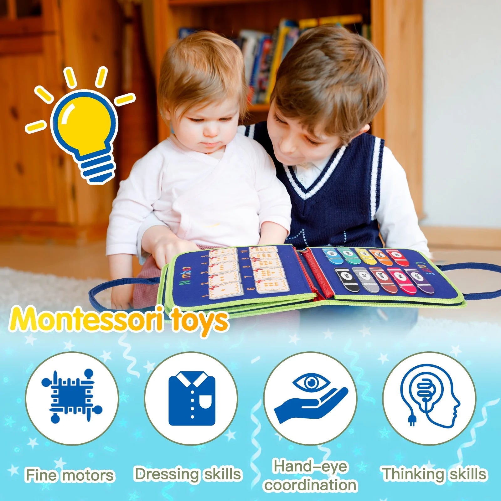 Busy Board Bonanza: Montessori-Inspired Felt Toy for Toddlers – Perfect for Travel & Learning Fun!"