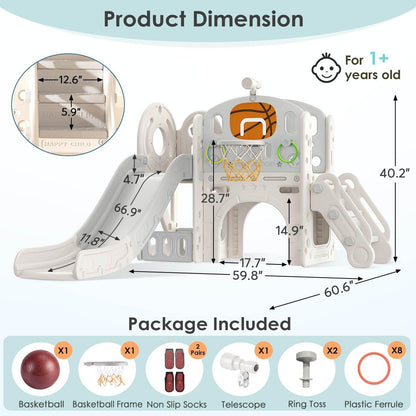 9 in 1 Toddler Playset with Slide, Ring Toss, Basketball Hoop and Telescope 