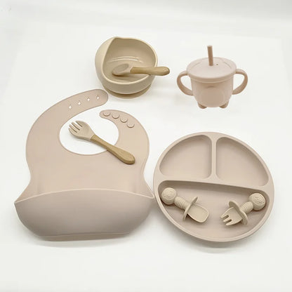  Silicone 6/8-Piece Baby Feeding Set, dining set, portable, BPA-free, Phthalate-free, and PVC-free, Dishwasher safe