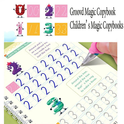 4 Magic Copybooks Children'S Toy Writing Reusable Free Wiping English Maths Drawing Children'S Toy Writing Practice Copy Book