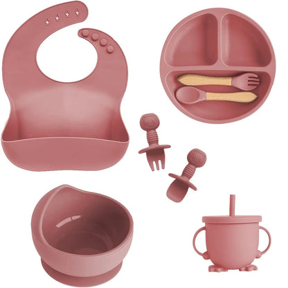  Silicone 6/8-Piece Baby Feeding Set, dining set, portable, BPA-free, Phthalate-free, and PVC-free, Dishwasher safe