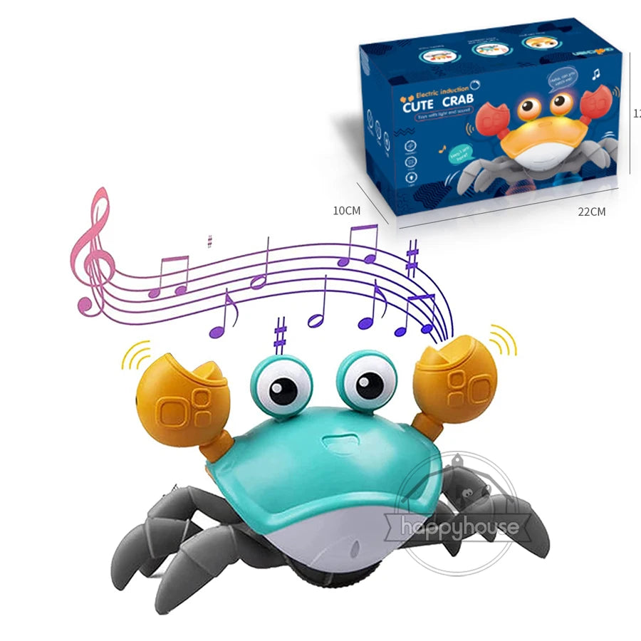 Crawling Crab Baby Toys with Music LED Light up Musical Toys for Toddler, Automatically Avoid Obstacles, Interactive Toys for Kids