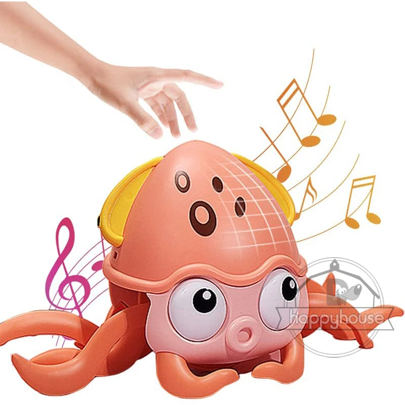 Crawling Crab Baby Toys with Music LED Light up Musical Toys for Toddler, Automatically Avoid Obstacles, Interactive Toys for Kids