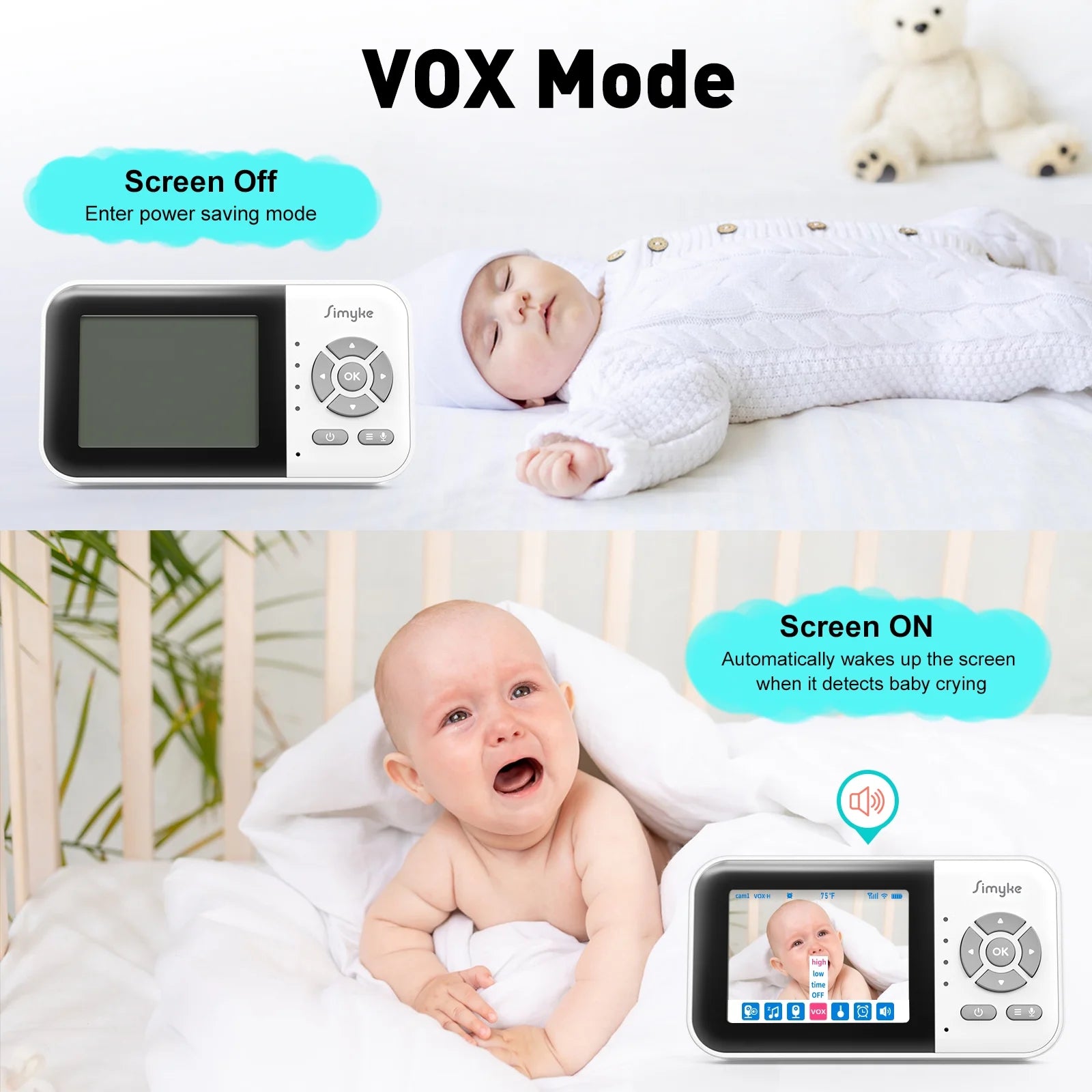 Video Baby Monitor,Wifi Baby Camera,2.8" LCD Display and App Control,1200Ft Long Range,2 Way Talk,Auto Night Vision,Sound Alert,Vox,Temperature Sensor 5 Lullabies Feeding Remind