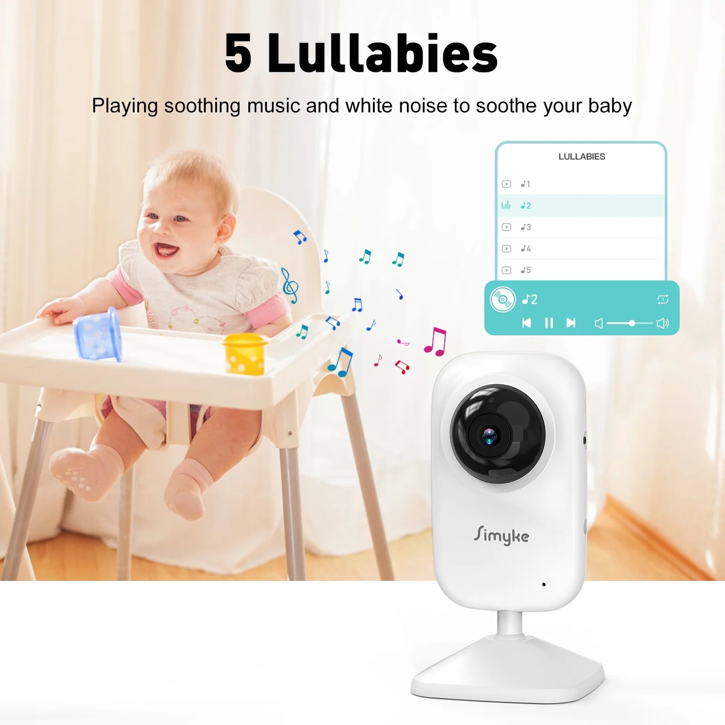 Video Baby Monitor,Wifi Baby Camera,2.8" LCD Display and App Control,1200Ft Long Range,2 Way Talk,Auto Night Vision,Sound Alert,Vox,Temperature Sensor 5 Lullabies Feeding Remind