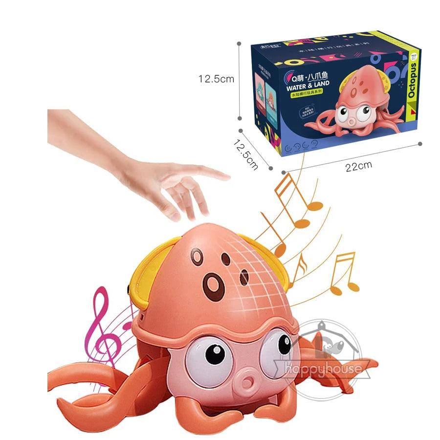 Crawling Crab Baby Toys with Music LED Light up Musical Toys for Toddler, Automatically Avoid Obstacles, Interactive Toys for Kids