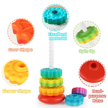 Rotating Rainbow Tower Toy: Stacking Fun for Kids