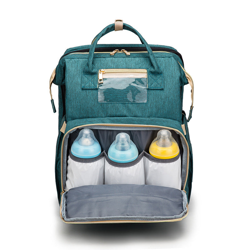 Diaper Bag Bed Backpack with USB Charging: Foldable, Large Capacity, Multi-Functional/Perfect Baby shower Gift