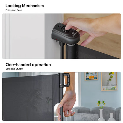 Retractable Baby Gate: Extra Wide 59” x 33” for Stairs, Doorways & Hallways – Perfect for Kids & Pets!"